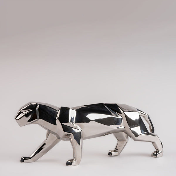 Panther Sculpture <br> 
Silver <br> 
(L 12 x W 50 x H 12) cm