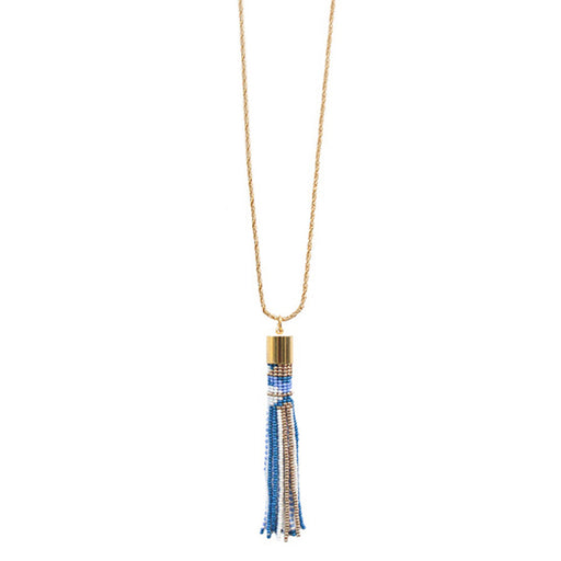 Tassel Necklace <br> Blue and Gold