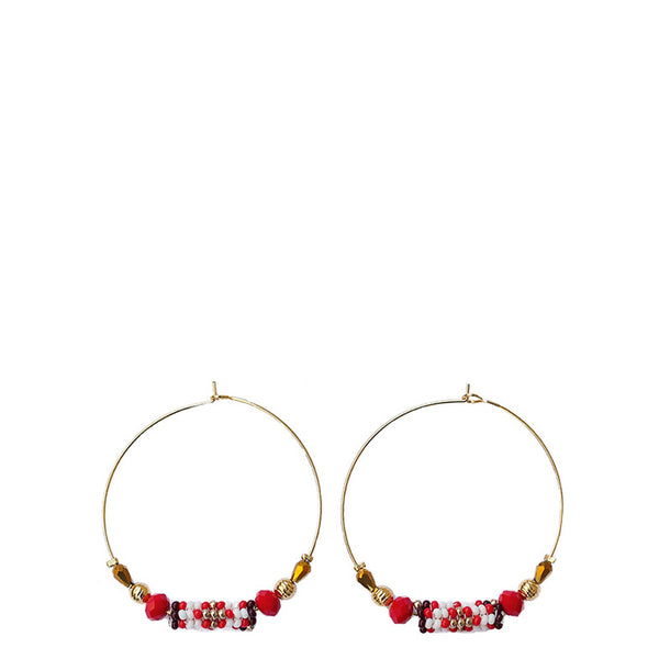 Hoop Earrings <br> Red and Gold