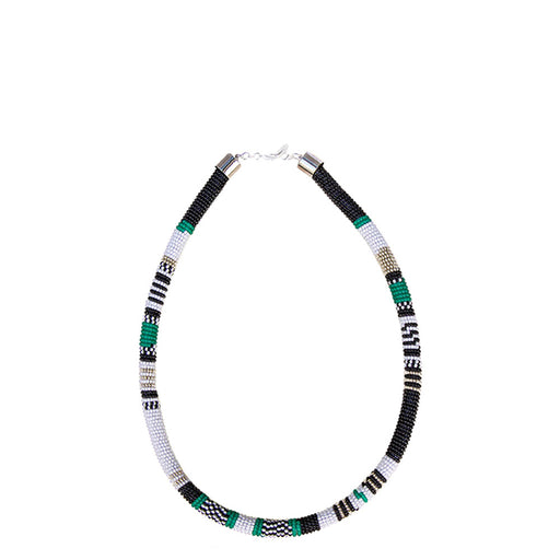 Tube Necklace <br> Green and White
