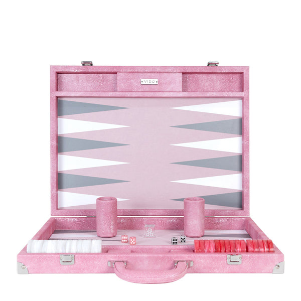 Pink Stingray <br> Backgammon Set with Handle <br> (L 52 x W 36) cm