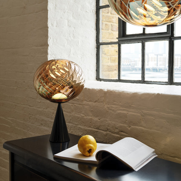 Whirl Cone Fat Table Lamp <br> Gold / Black <br> (L 30 x W 30 x H 47) cm