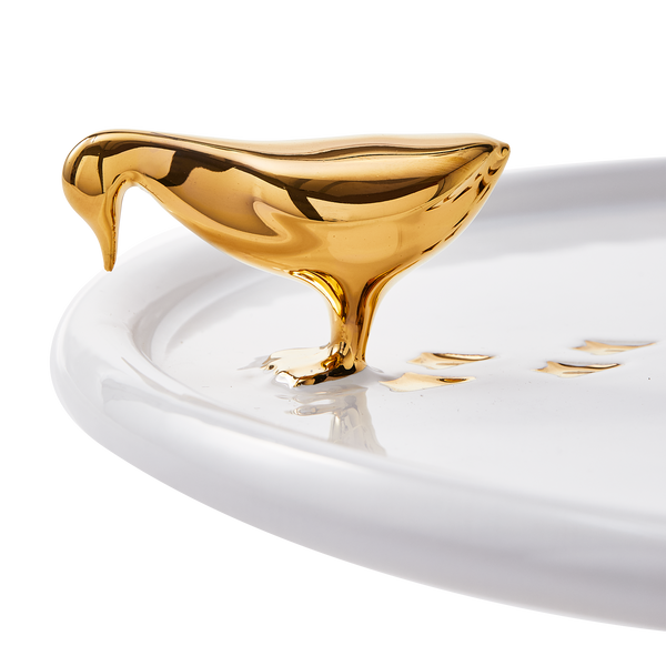 Walking Duck Footed Plate <br>
Gold <br>
(Ø 30 x H 8.3) cm