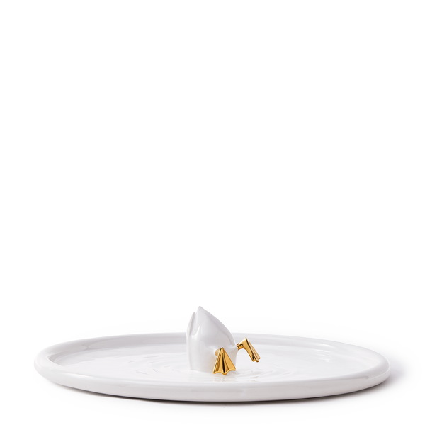 Diving Duck Plate <br>
Gold <br>
(Ø 40 x H 9.5) cm