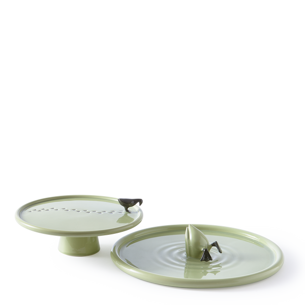 Walking Duck Footed Plate <br>
Green Grey <br>
(Ø 30 x H 8.3) cm