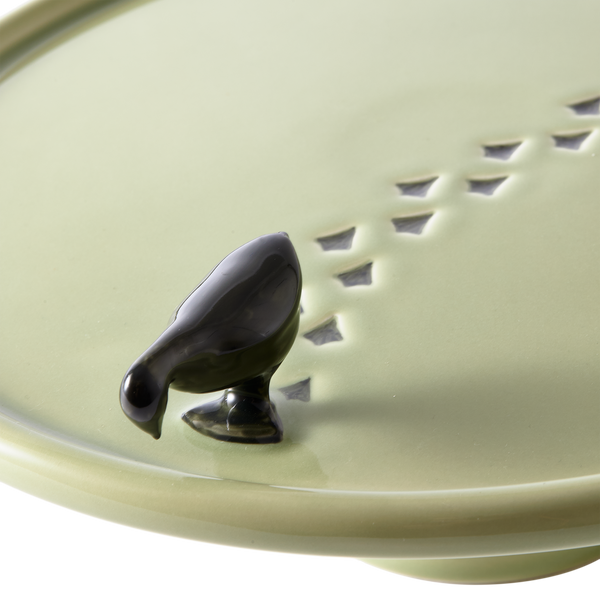 Walking Duck Footed Plate <br>
Green Grey <br>
(Ø 30 x H 8.3) cm