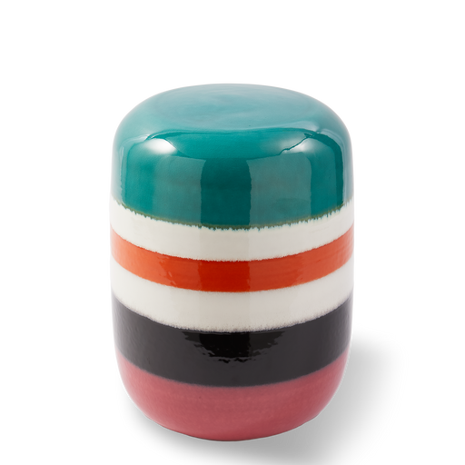 Striped Pill Side Table <br> 
Multicolor <br> 
(Ø 34 x H 46.5) cm