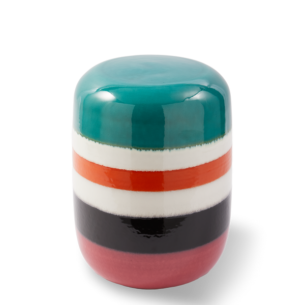 Striped Pill Side Table <br> 
Multicolor <br> 
(Ø 34 x H 46.5) cm