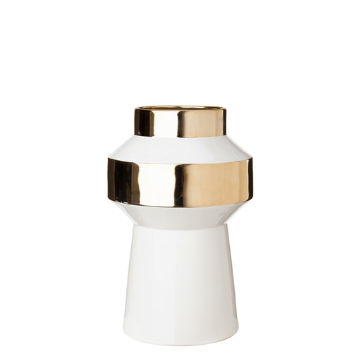 Object Vase <br> White / Gold <br> (Ø 24.5 x H 38) cm
