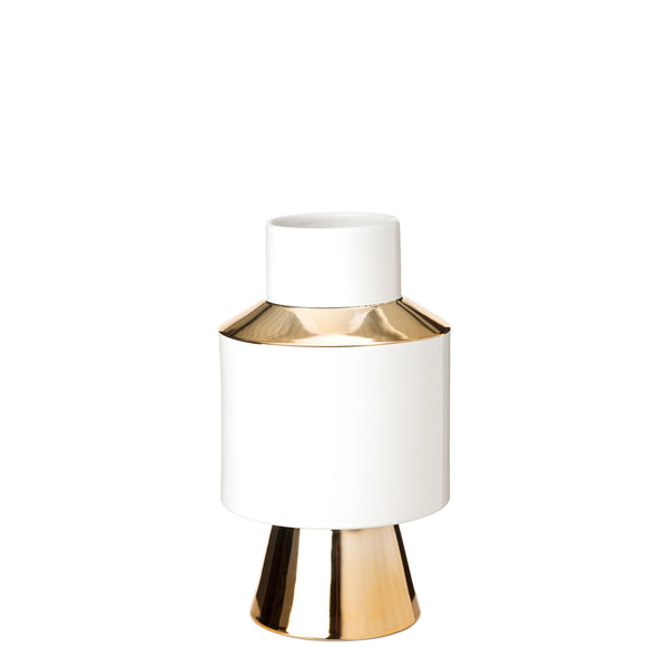 Object Vase <br> White / Gold <br> (Ø 19.5 x H 34) cm