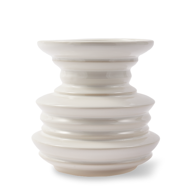 Stacked Plates Vase <br> 
White <br> 
(Ø 22.5 x H 23) cm