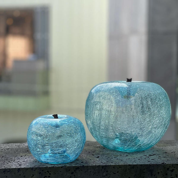 Apple Crackled Glass Transparences <br> Aquamarin <br> (Ø 38 x H 35) cm