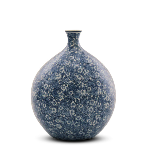 Blue Floral Vase  <br> (Ø 36 x H 44) cm