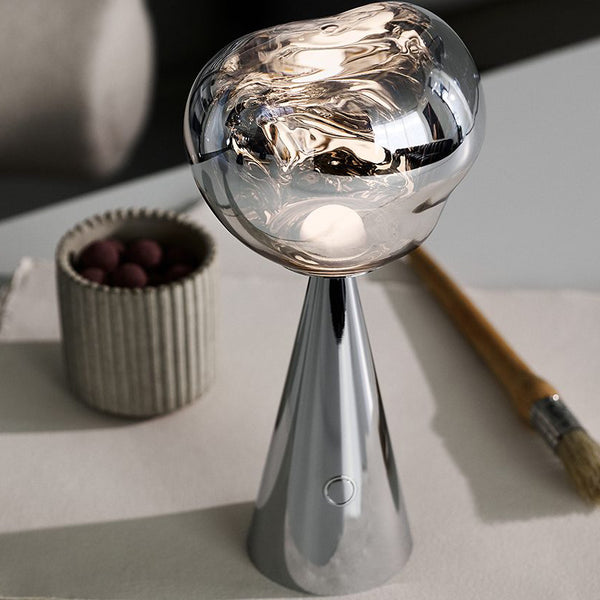 Melt Portable LED Rechargeable Table Lamp <br> Silver <br> (L 13 x W 13 x H 28.5) cm