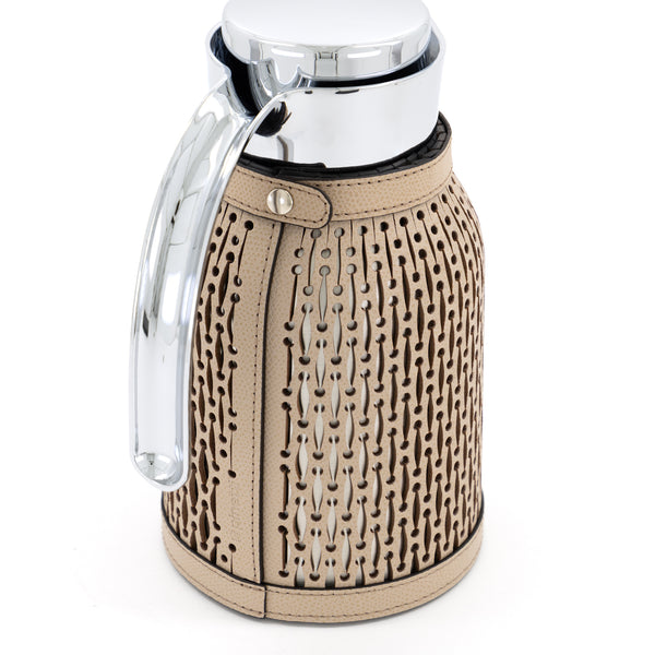Diana Carafe with Leather Cover <br> Taupe <br> 1 Liter