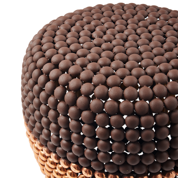 Striped Dot Stool <br> Dark Brown / Copper / Black <br> (Ø 40 x H 46) cm
