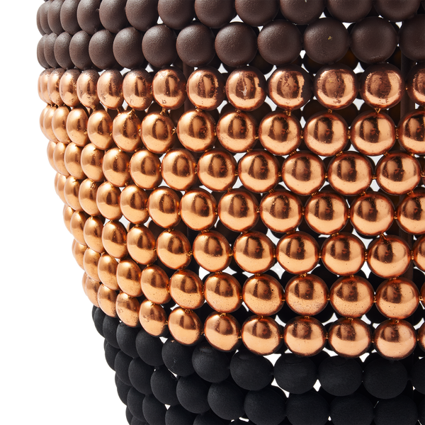 Striped Dot Stool <br> Dark Brown / Copper / Black <br> (Ø 40 x H 46) cm