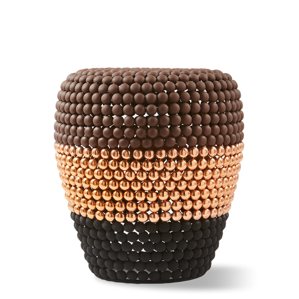 Striped Dot Stool <br> Dark Brown / Copper / Black <br> (Ø 40 x H 46) cm