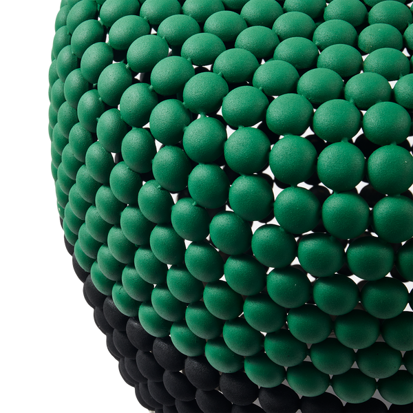 Striped Dot Stool <br> Dark Green / Black / Silver <br> (Ø 40 x H 46) cm