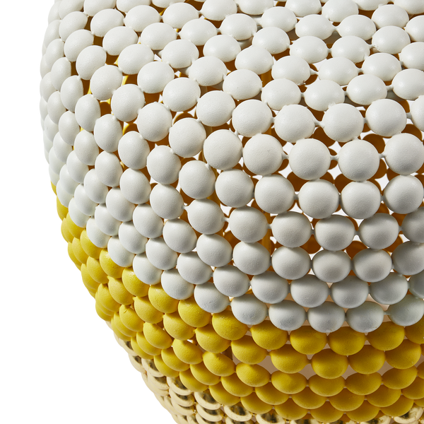 Striped Dot Stool <br> White / Yellow / Gold <br> (Ø 40 x H 46) cm