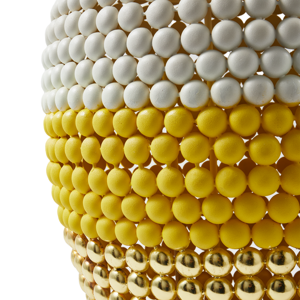 Striped Dot Stool <br> White / Yellow / Gold <br> (Ø 40 x H 46) cm