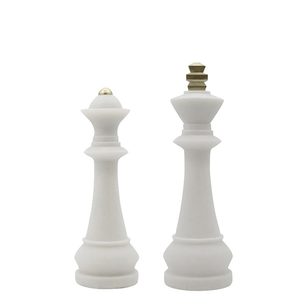 Marble Look Chess Players King & Queen <br> 
Set of 2
