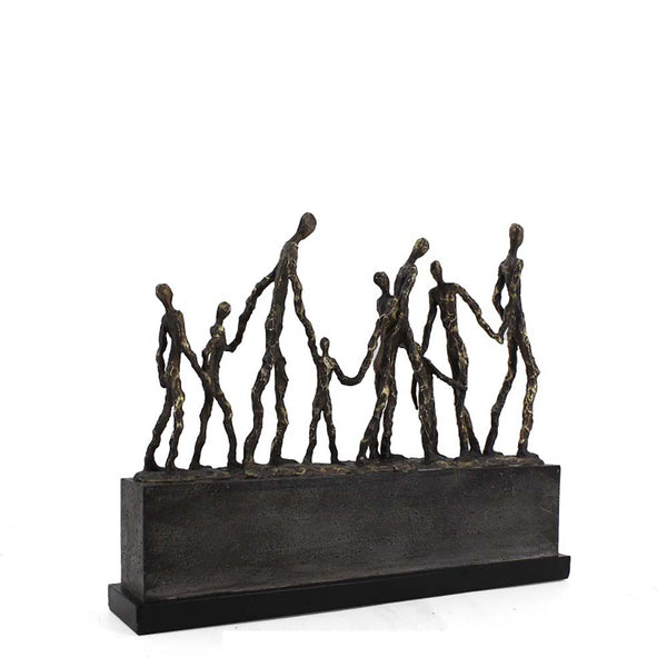 9 People Connected Sculpture <br> (L 41 x W 8 x H 32) cm