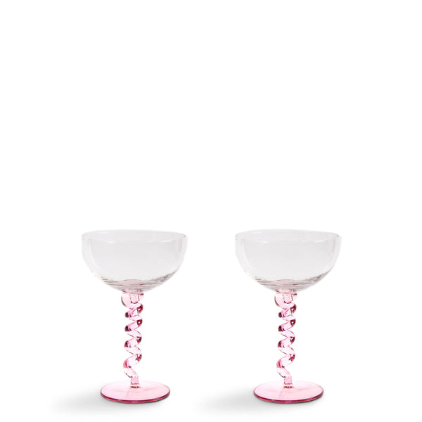 Spiral Coupe Glass <br> 
Pink <br> 
Set of 2