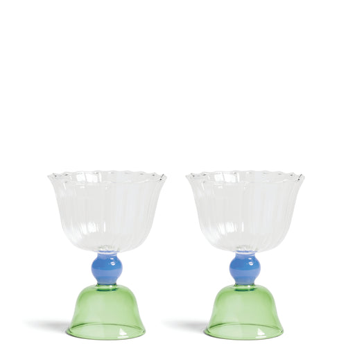 Tulip Glass <br> 
Green <br> 
Set of 2