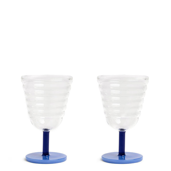 Goblet Mingle Glass <br> 
Blue <br> 
Set of 2