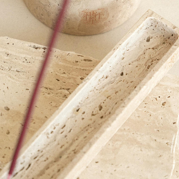 Travertine Incense Holder <br> Beige