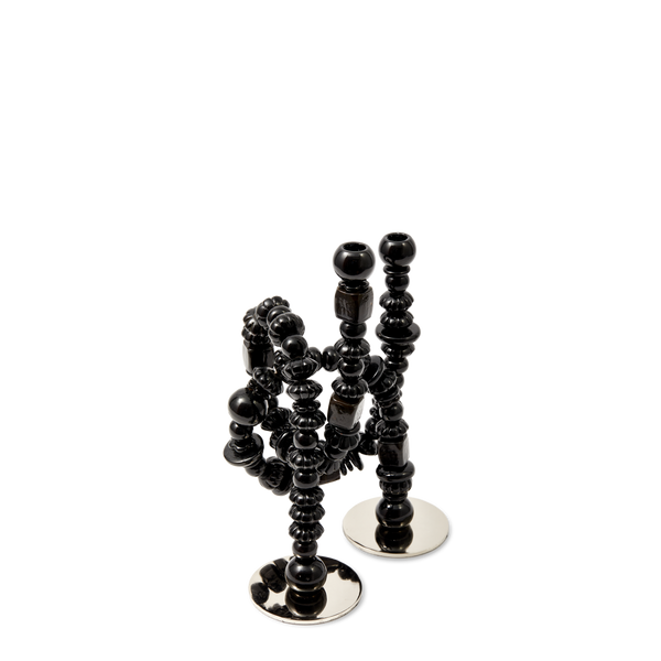 Beads Candle Holder <br> Black <br> (L 33 x W 12 x H 38) cm