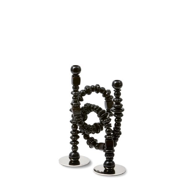 Beads Candle Holder <br> Black <br> (L 33 x W 12 x H 38) cm