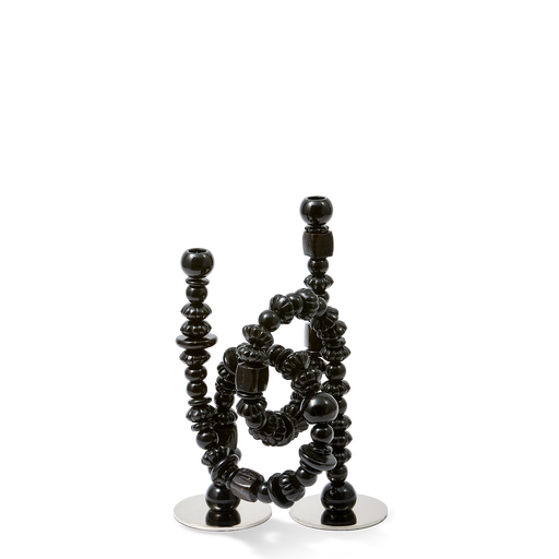 Beads Candle Holder <br> Black <br> (L 33 x W 12 x H 38) cm