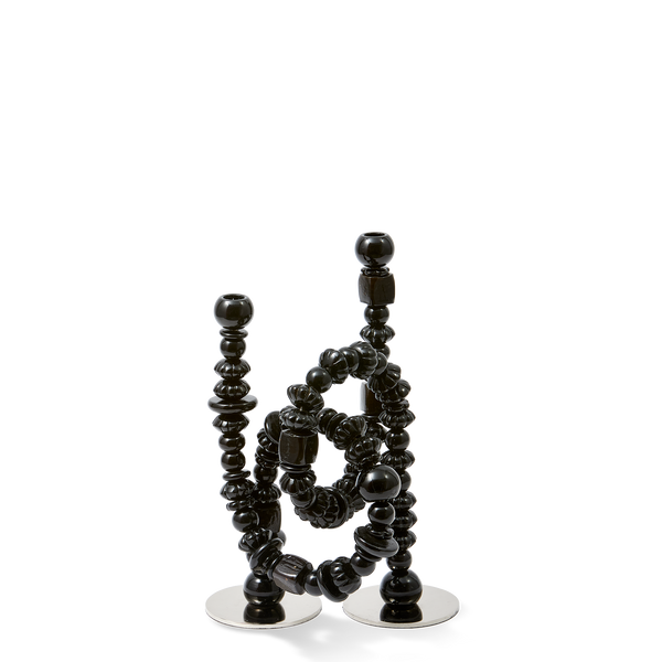 Beads Candle Holder <br> Black <br> (L 33 x W 12 x H 38) cm