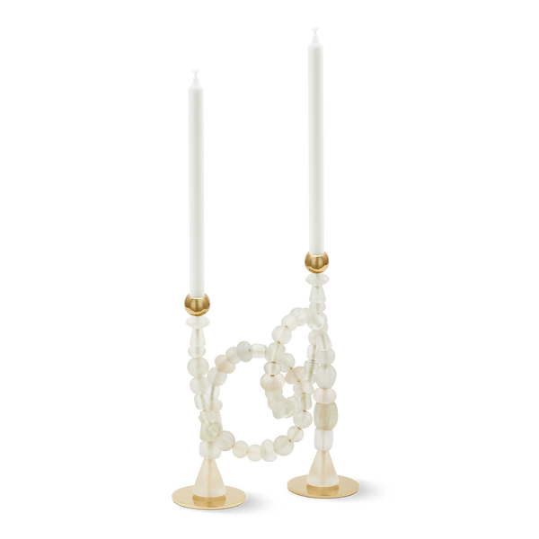 Beads Candle Holder <br> White <br> (L 33 x W 12 x H 38) cm