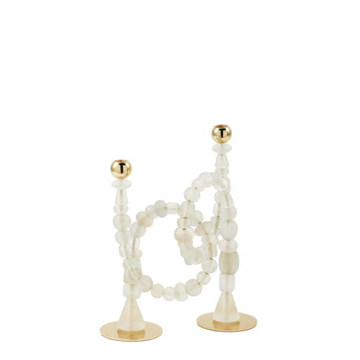 Beads Candle Holder <br> White <br> (L 33 x W 12 x H 38) cm