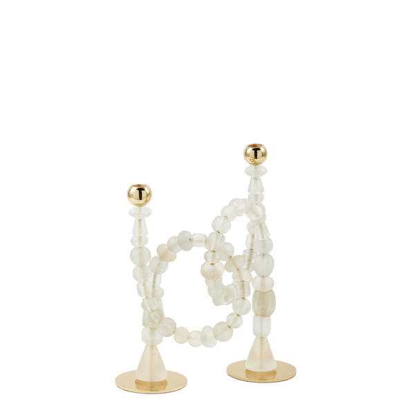 Beads Candle Holder <br> White <br> (L 33 x W 12 x H 38) cm