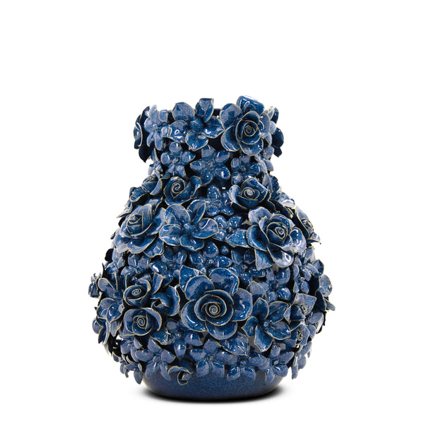 Roses Vase <br> 
Blue <br> 
(Ø 26 x H 30) cm