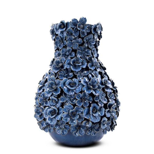 Roses Vase <br> 
Blue <br> 
(Ø 35 x H 52) cm