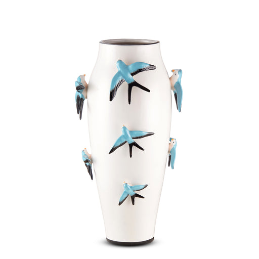 Blue Birds Vase <br>
(Ø 22 x H 47) cm