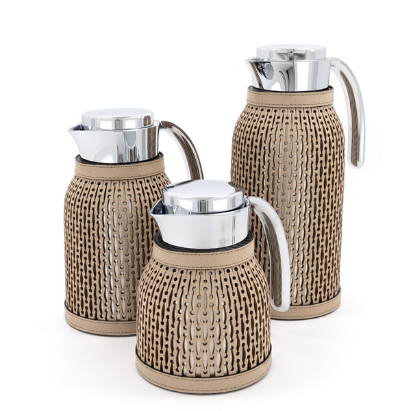 Diana Carafe with Leather Cover <br> Taupe <br> 600 ml