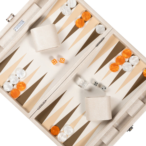 Beige Stingray <br> Backgammon Set <br> (L 38 x W 24.5) cm