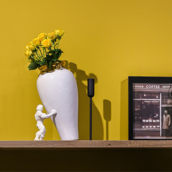 My Superhero Vase <br> Glossy White and 24 Carats Gold <br> (H 37) cm
