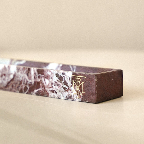 Travertine Incense Holder <br> Burgundy