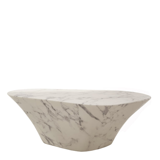 Oval Marble Coffee Table <br> 
White <br> 
(L 87.5 x W 51 x H 30) cm