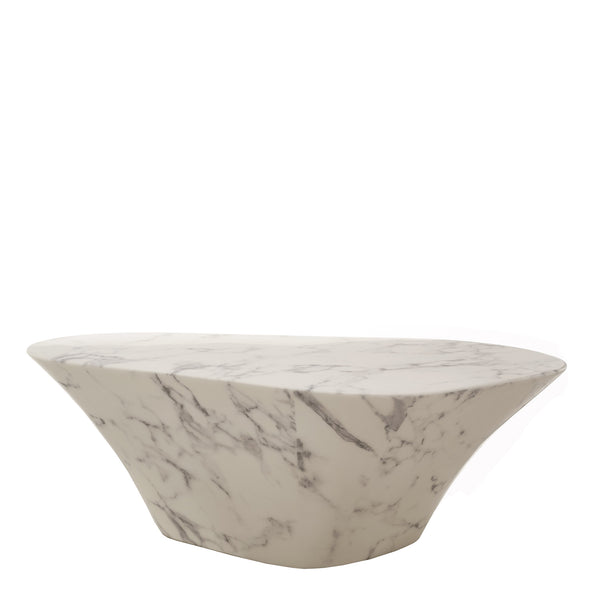 Oval Marble Coffee Table <br> 
White <br> 
(L 87.5 x W 51 x H 30) cm