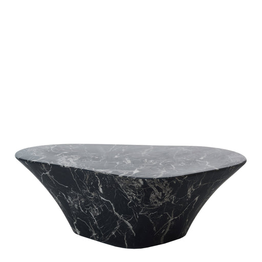 Oval Marble Coffee Table <br> Black <br>  (L 87.5 x W 51 x H 30) cm