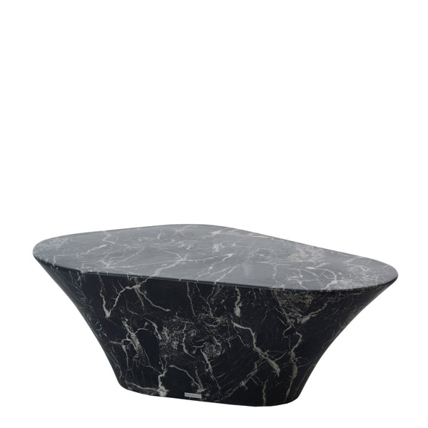 Oval Marble Coffee Table <br> Black <br>  (L 87.5 x W 51 x H 30) cm