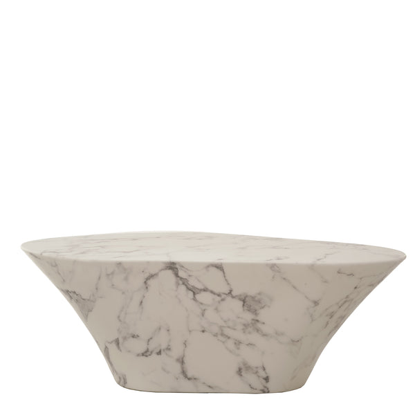 Oval Marble Coffee Table <br> 
White <br> 
(L 87.5 x W 51 x H 30) cm